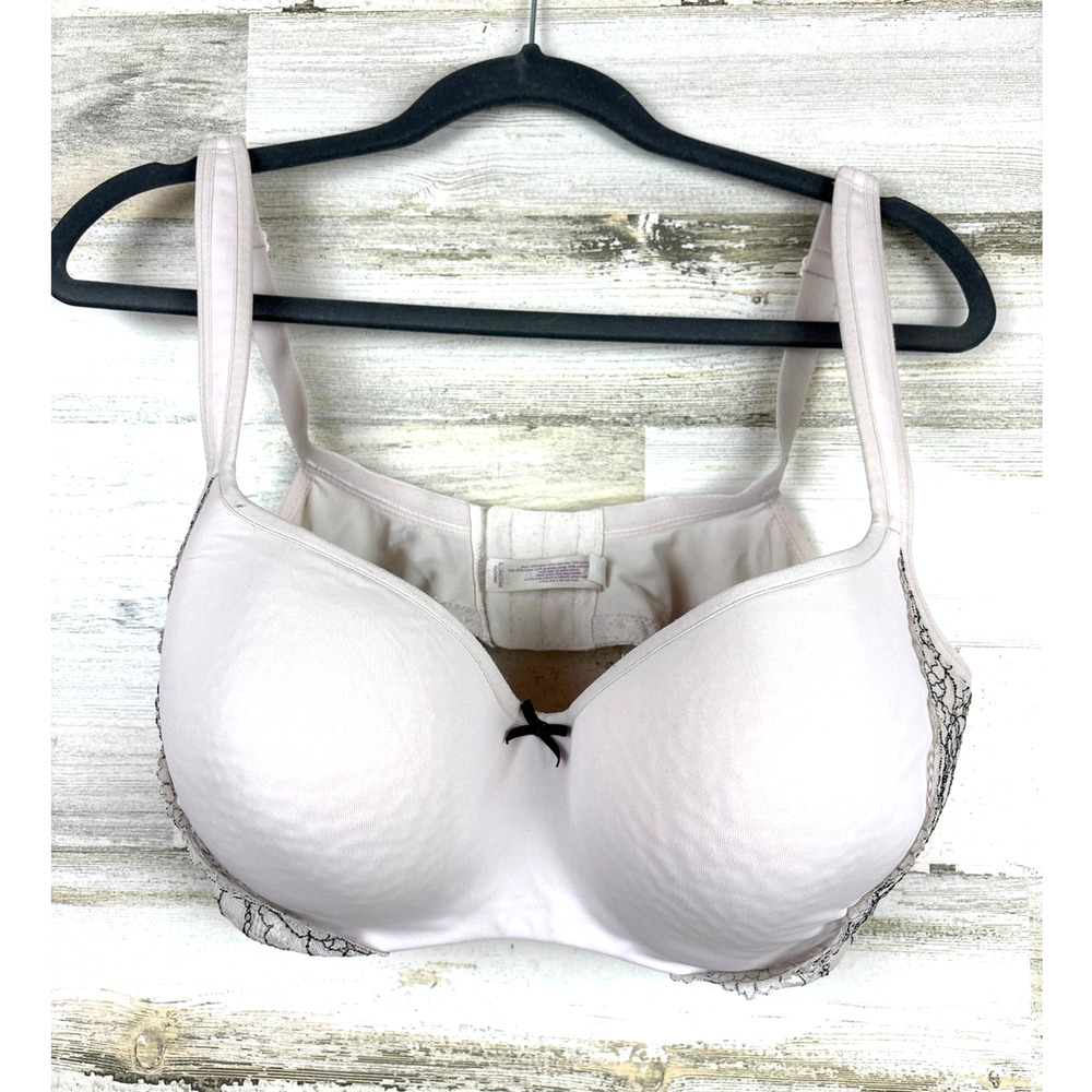 Cacique Womens Plus 40DDD Gray Lace Balconette Underwire Bra Smooth Lined